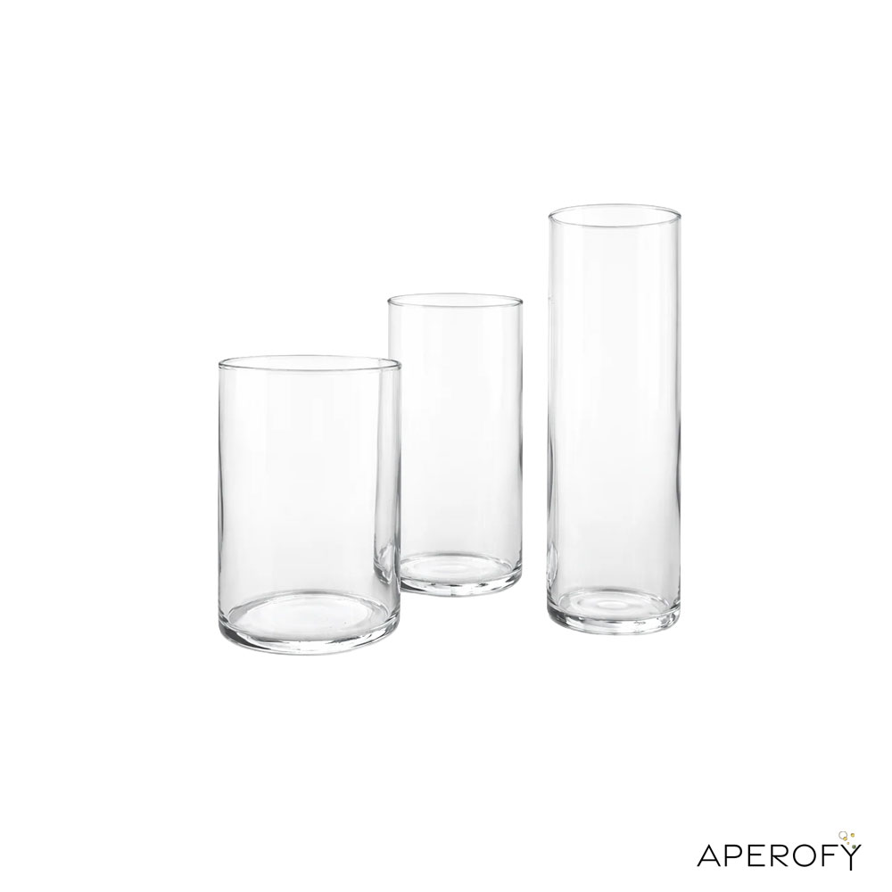 Vaas cilinder transparant (set 3 stuks)